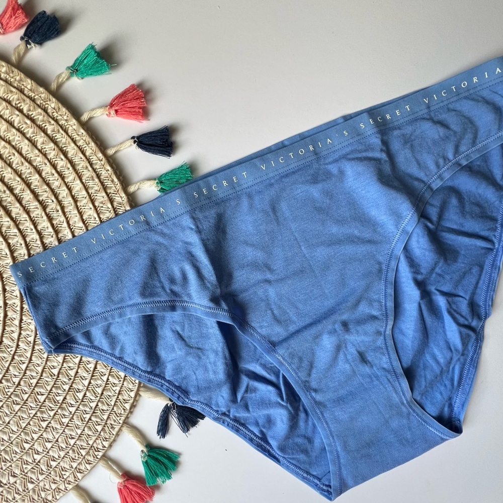 Victoria's Secret Stretch Cotton Bikini Panty Blue Small NEW